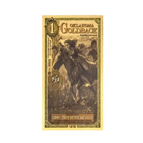 Oklahoma 1 Goldback 1/1000oz Aurum Gold Note