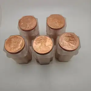 1 OZ .999 Fine Copper Round AVDP Roll Tube 20 Rounds