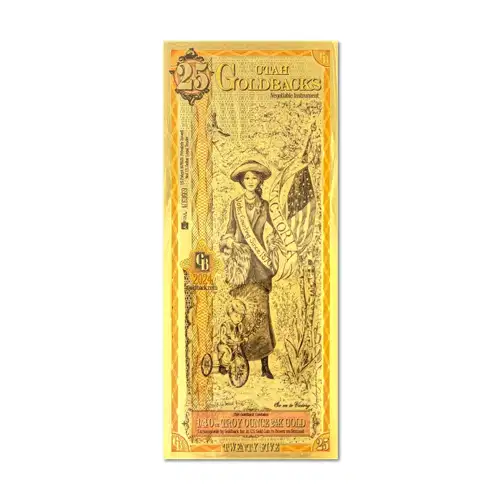 Utah 25 Goldback 1/40oz Aurum Gold Note
